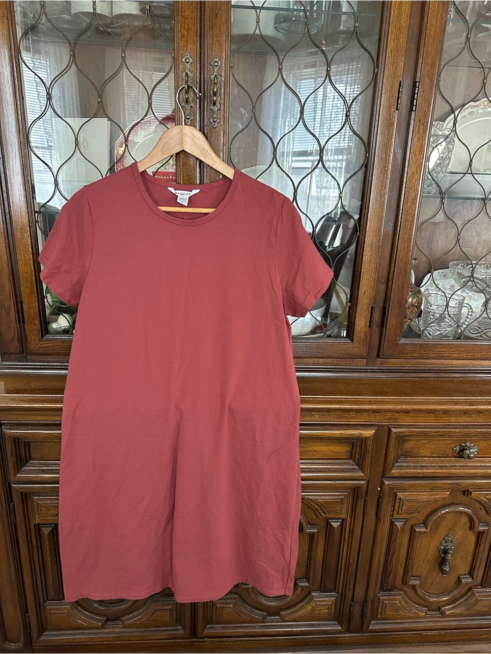 Athleta Rust-Red Crewneck Tee Dress